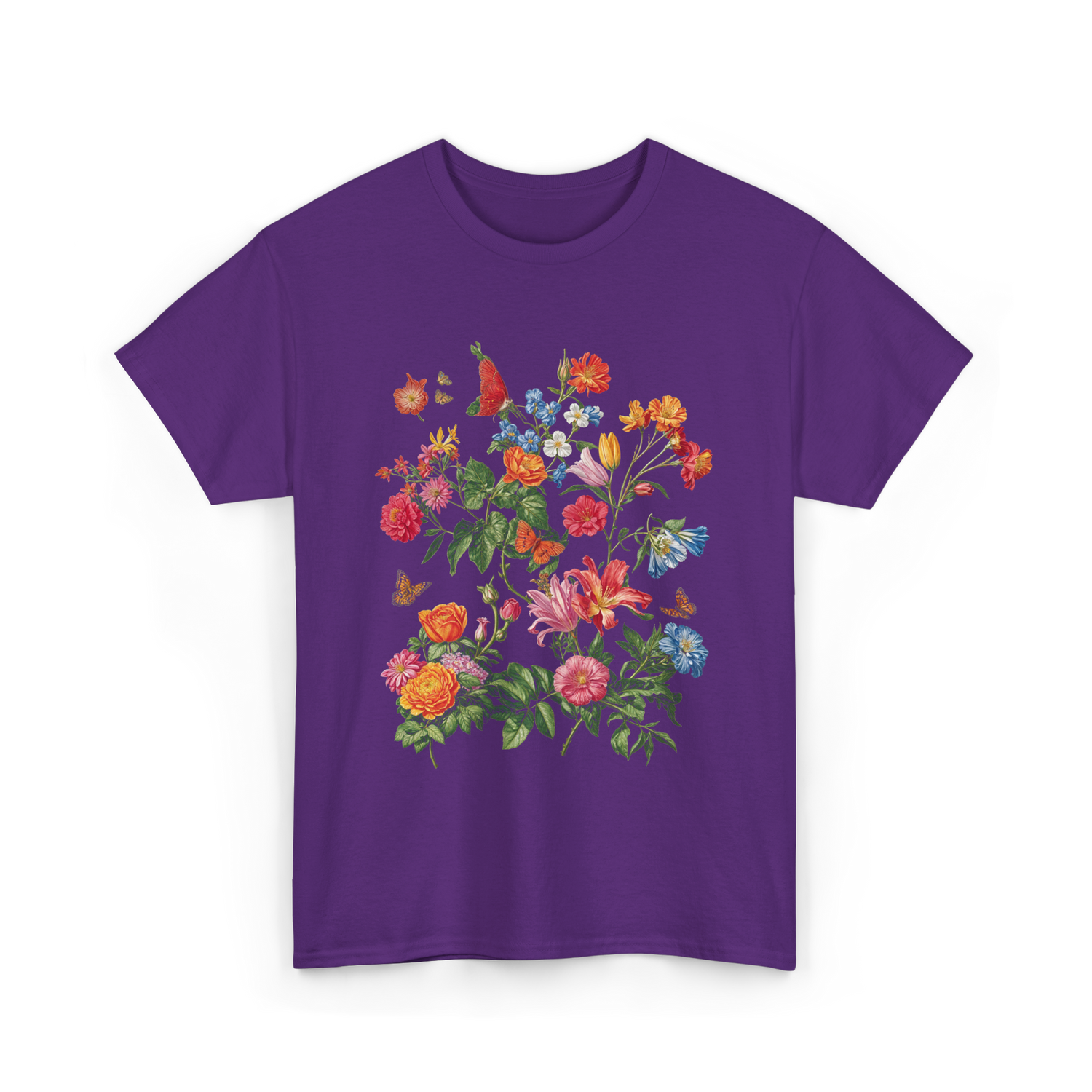 Vintage Wild Botanical Flowers Gardening T-Shirt - Purple