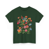 Vintage Wild Botanical Flowers Gardening T-Shirt - Forest Green