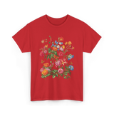 Vintage Wild Botanical Flowers Gardening T-Shirt - Red