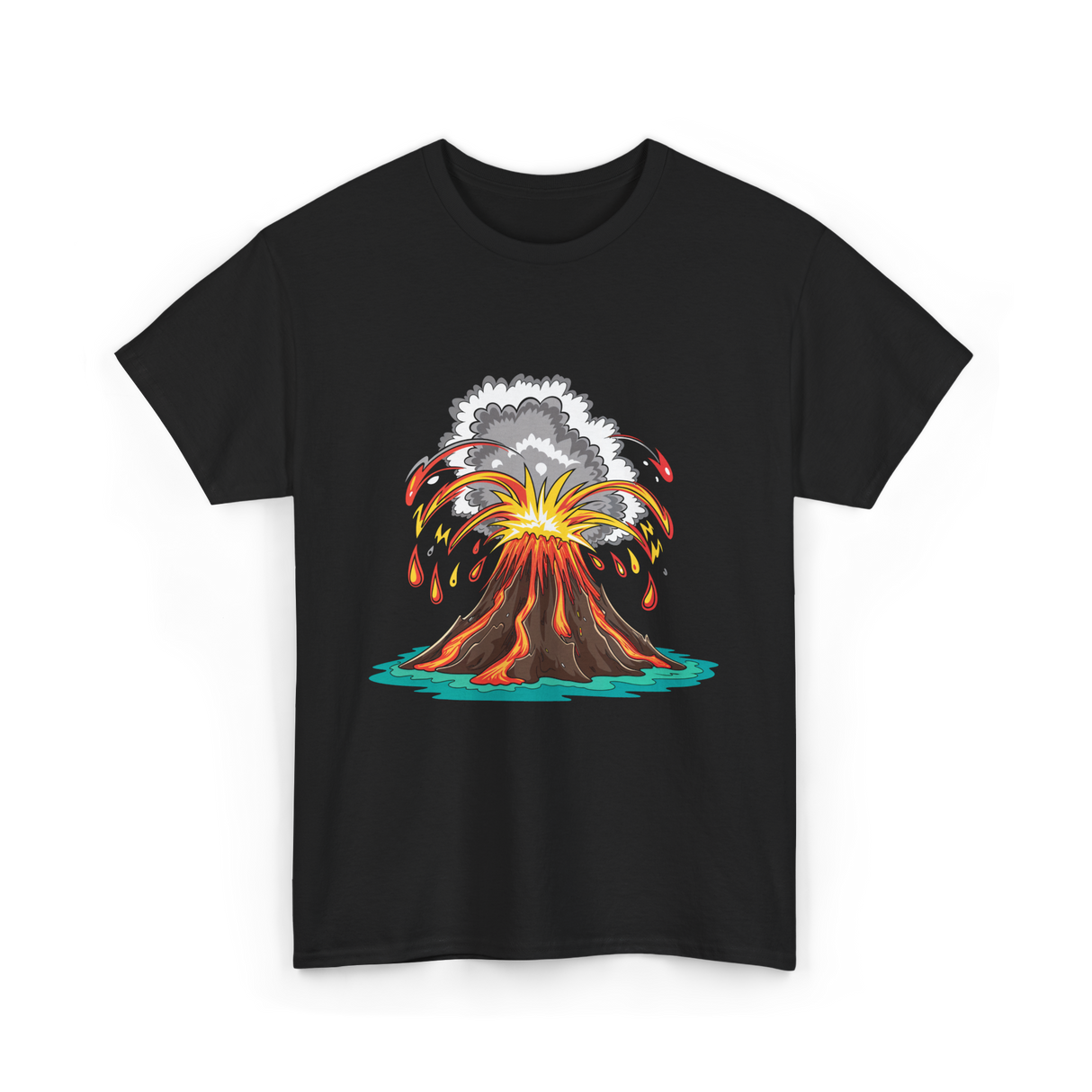 Volcano Eruption Lava Magma T-Shirt - Black