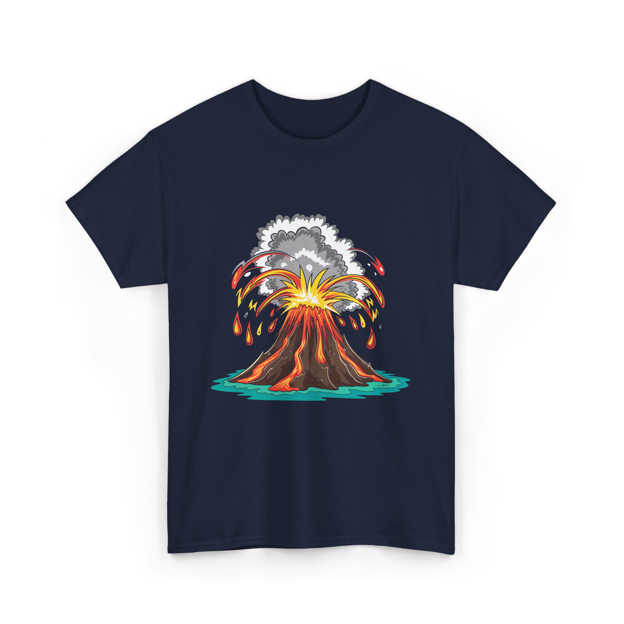 Volcano Eruption Lava Magma T-Shirt - Navy