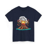 Volcano Eruption Lava Magma T-Shirt - Navy