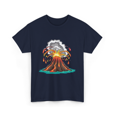 Volcano Eruption Lava Magma T-Shirt - Navy