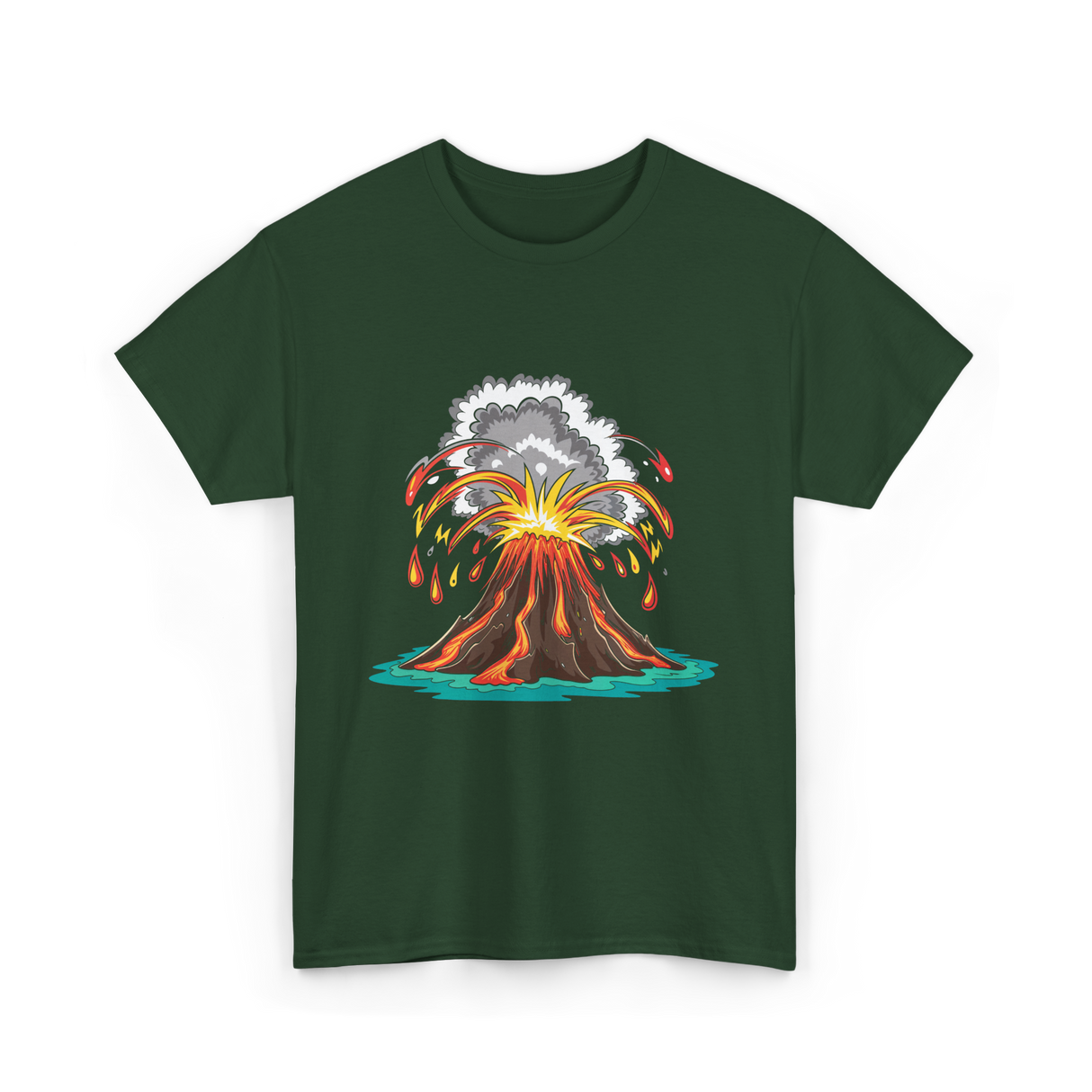 Volcano Eruption Lava Magma T-Shirt - Forest Green