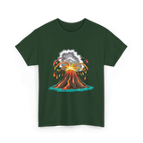 Volcano Eruption Lava Magma T-Shirt - Forest Green