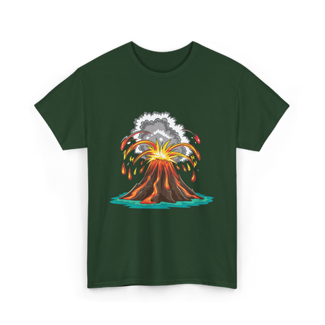 Volcano Eruption Lava Magma T-Shirt - Forest Green