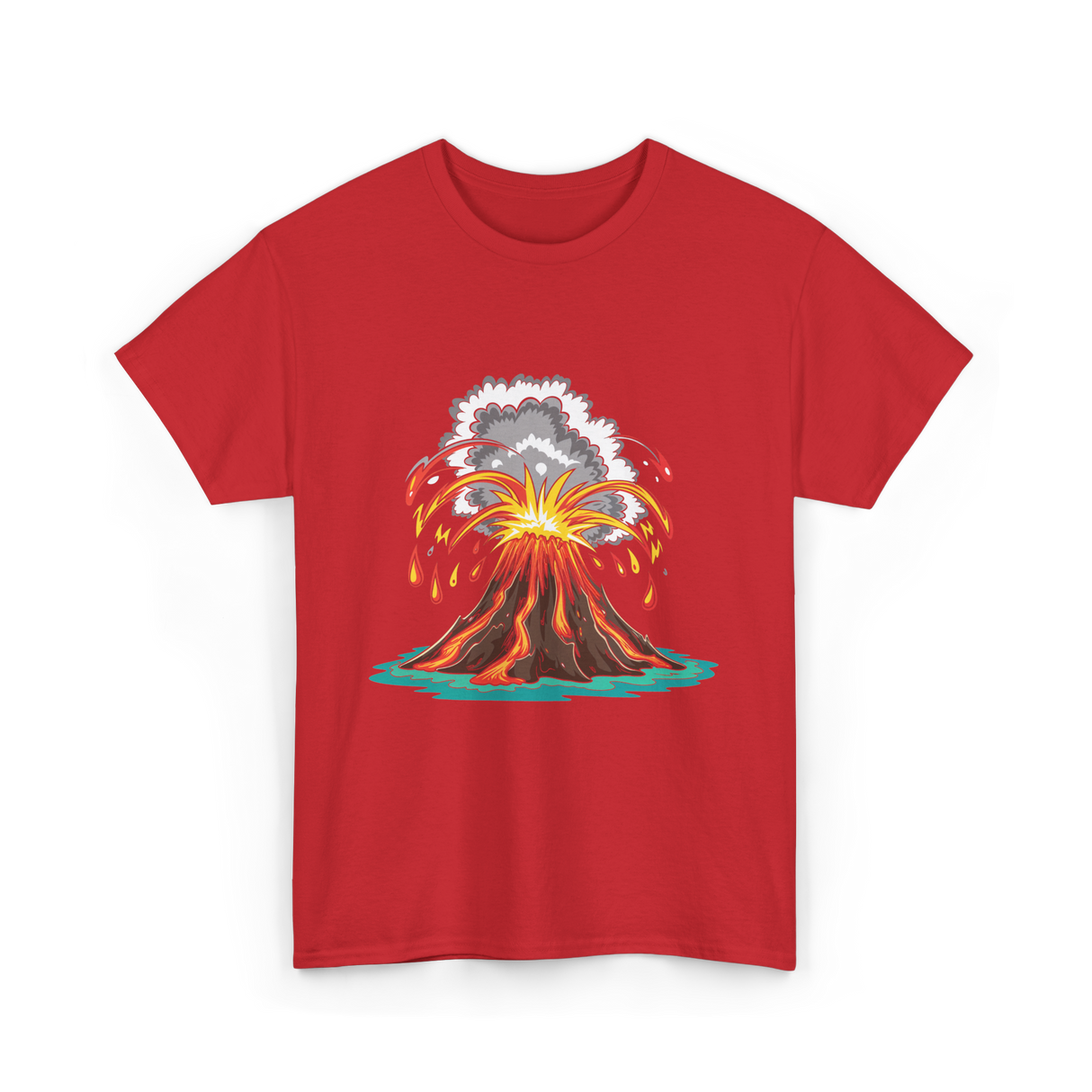 Volcano Eruption Lava Magma T-Shirt - Red