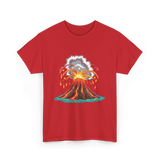 Volcano Eruption Lava Magma T-Shirt - Red