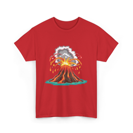 Volcano Eruption Lava Magma T-Shirt - Red