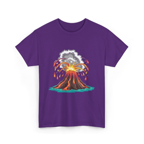 Volcano Eruption Lava Magma T-Shirt - Purple