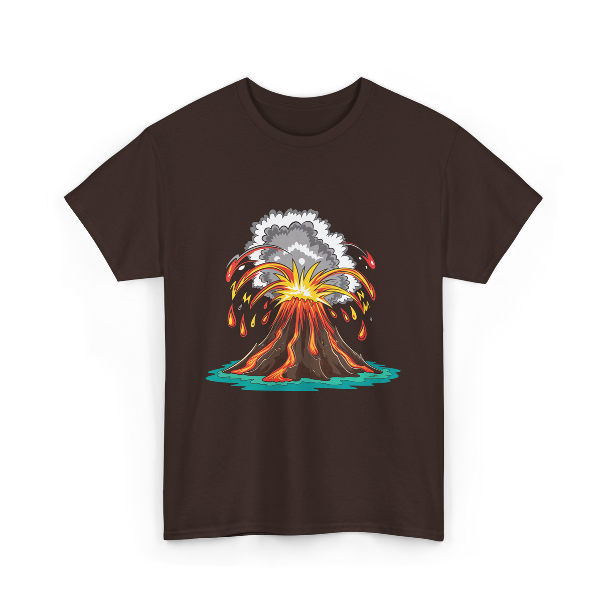 Volcano Eruption Lava Magma T-Shirt - Dark Chocolate