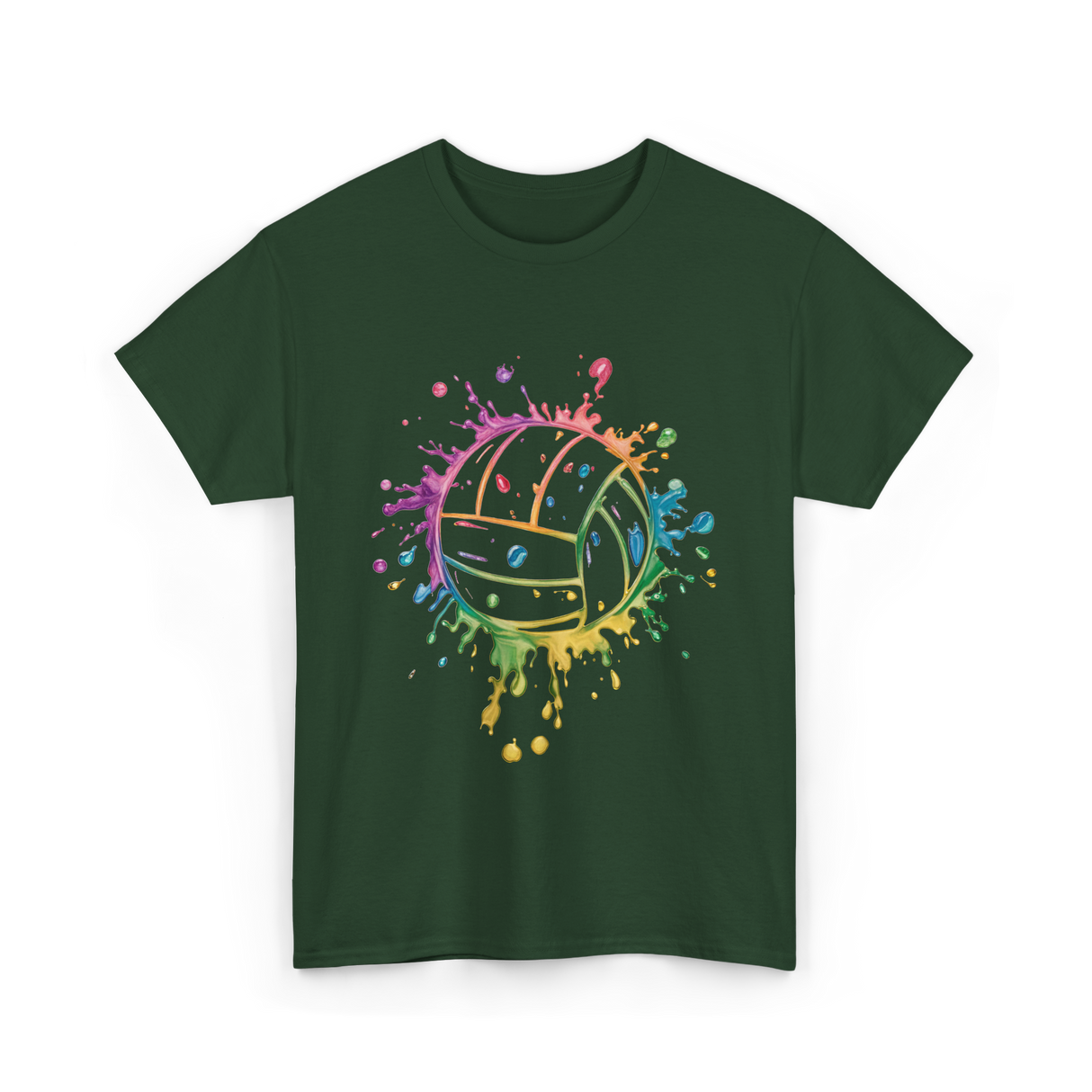 Volleyball Color Splash Sport T-Shirt - Forest Green