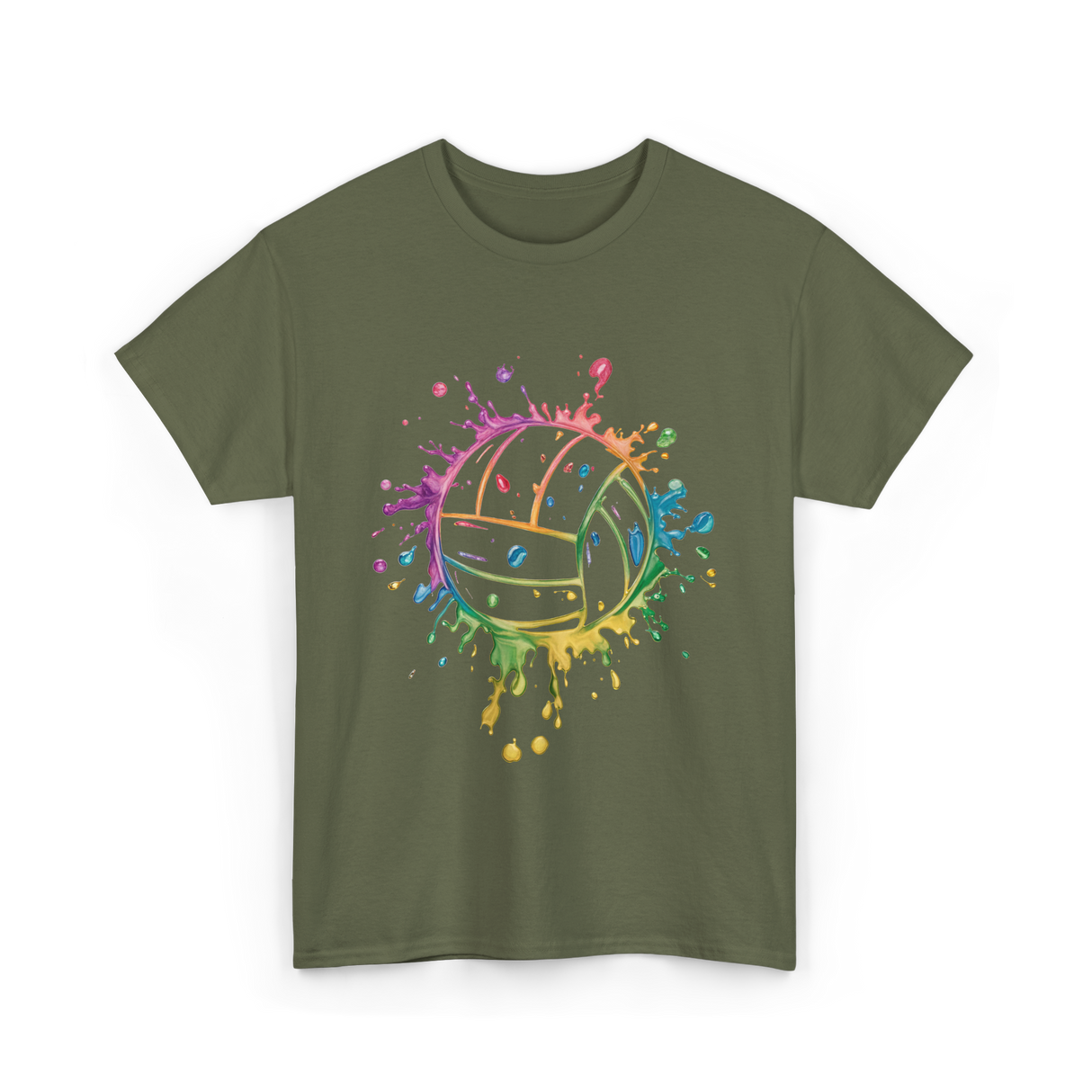 Volleyball Color Splash Sport T-Shirt - Military Green
