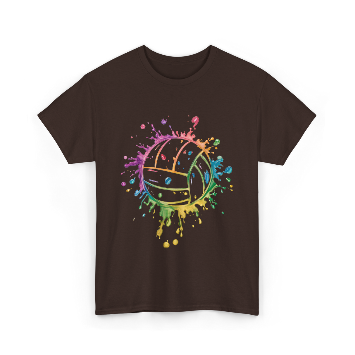 Volleyball Color Splash Sport T-Shirt - Dark Chocolate
