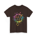 Volleyball Color Splash Sport T-Shirt - Dark Chocolate