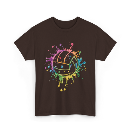 Volleyball Color Splash Sport T-Shirt - Dark Chocolate