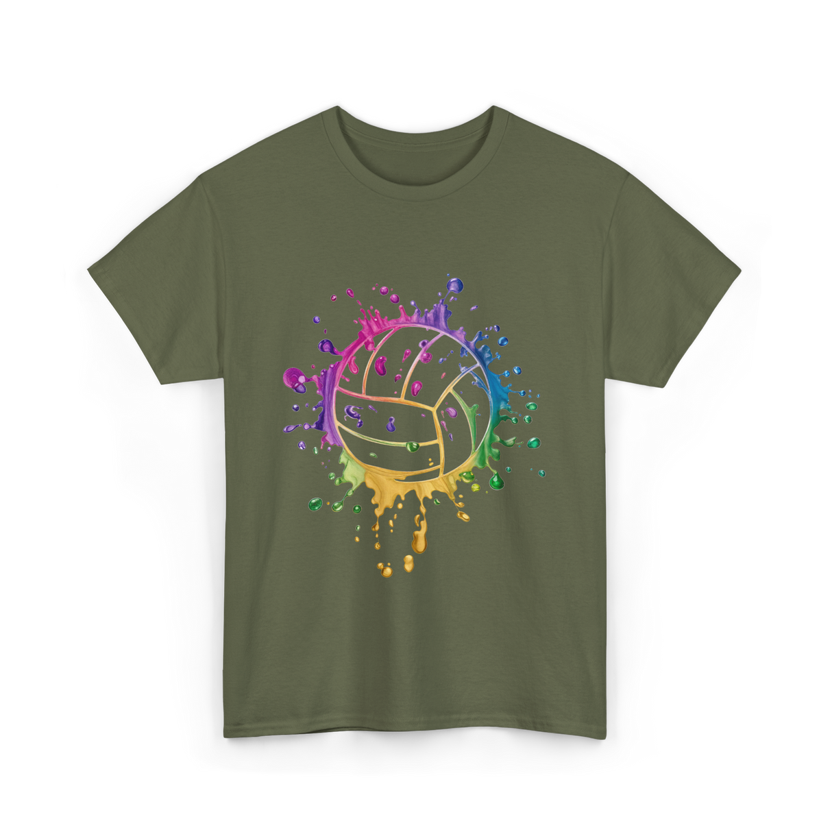 Volleyball Tie Dye Art Vollyball T-Shirt - Military Green