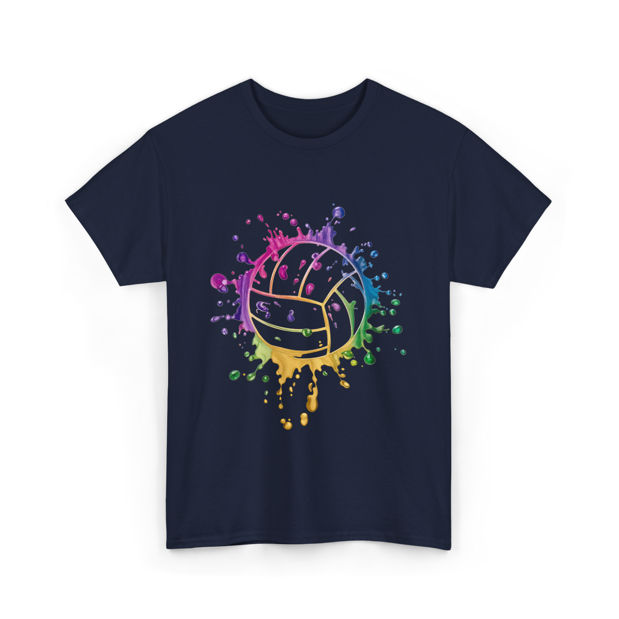 Volleyball Tie Dye Art Vollyball T-Shirt - Navy