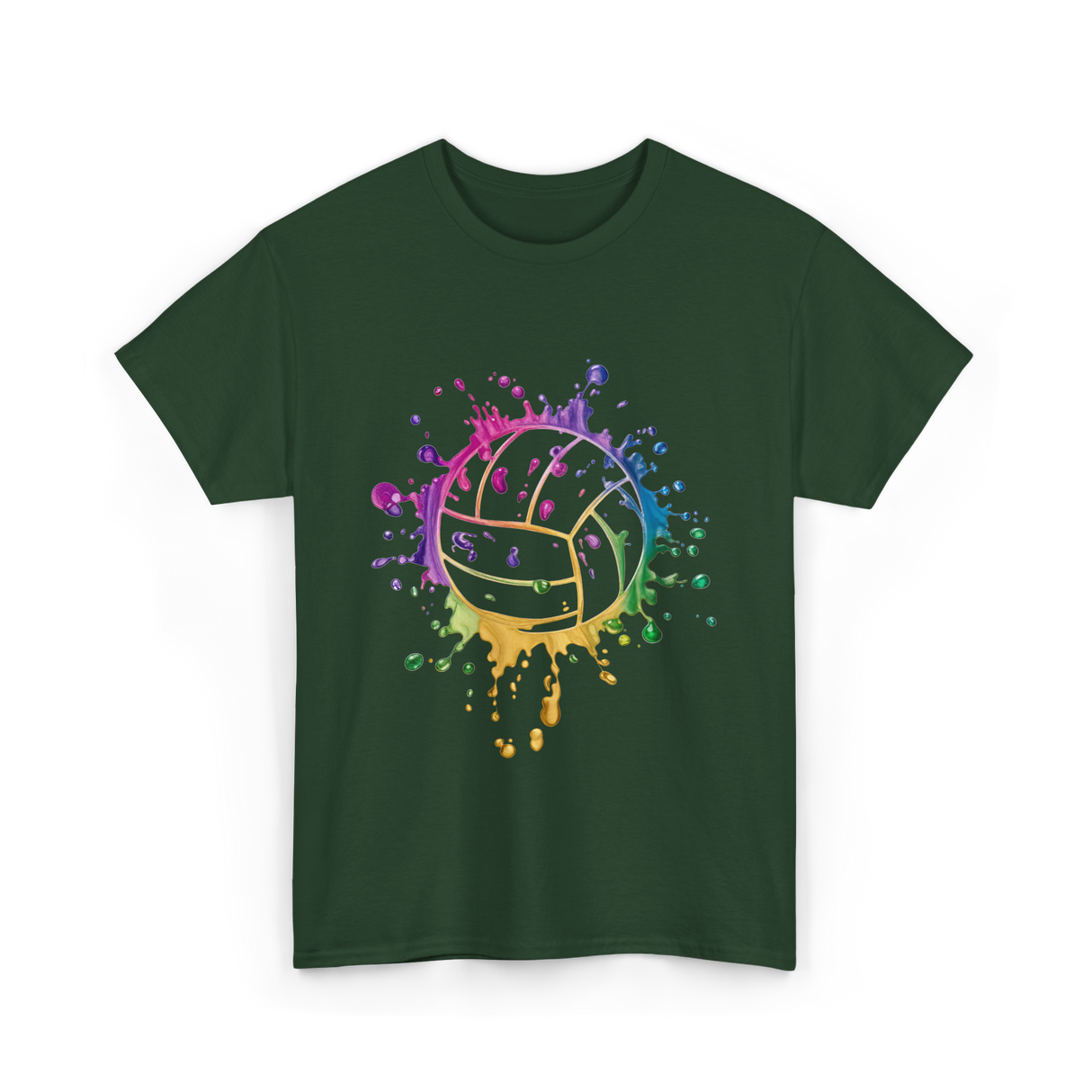 Volleyball Tie Dye Art Vollyball T-Shirt - Forest Green