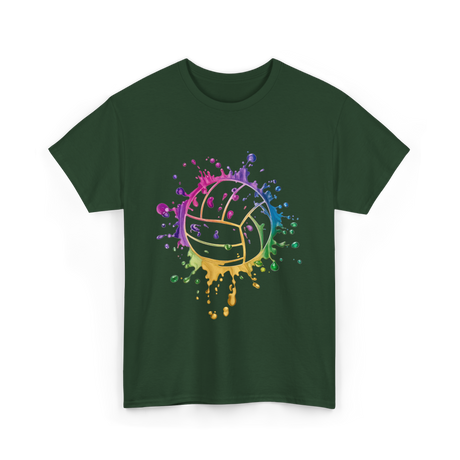 Volleyball Tie Dye Art Vollyball T-Shirt - Forest Green