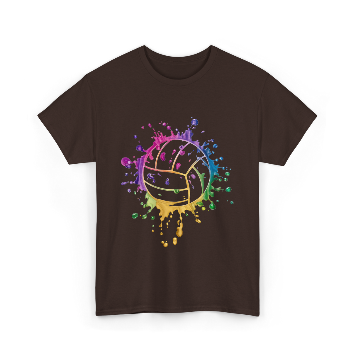 Volleyball Tie Dye Art Vollyball T-Shirt - Dark Chocolate