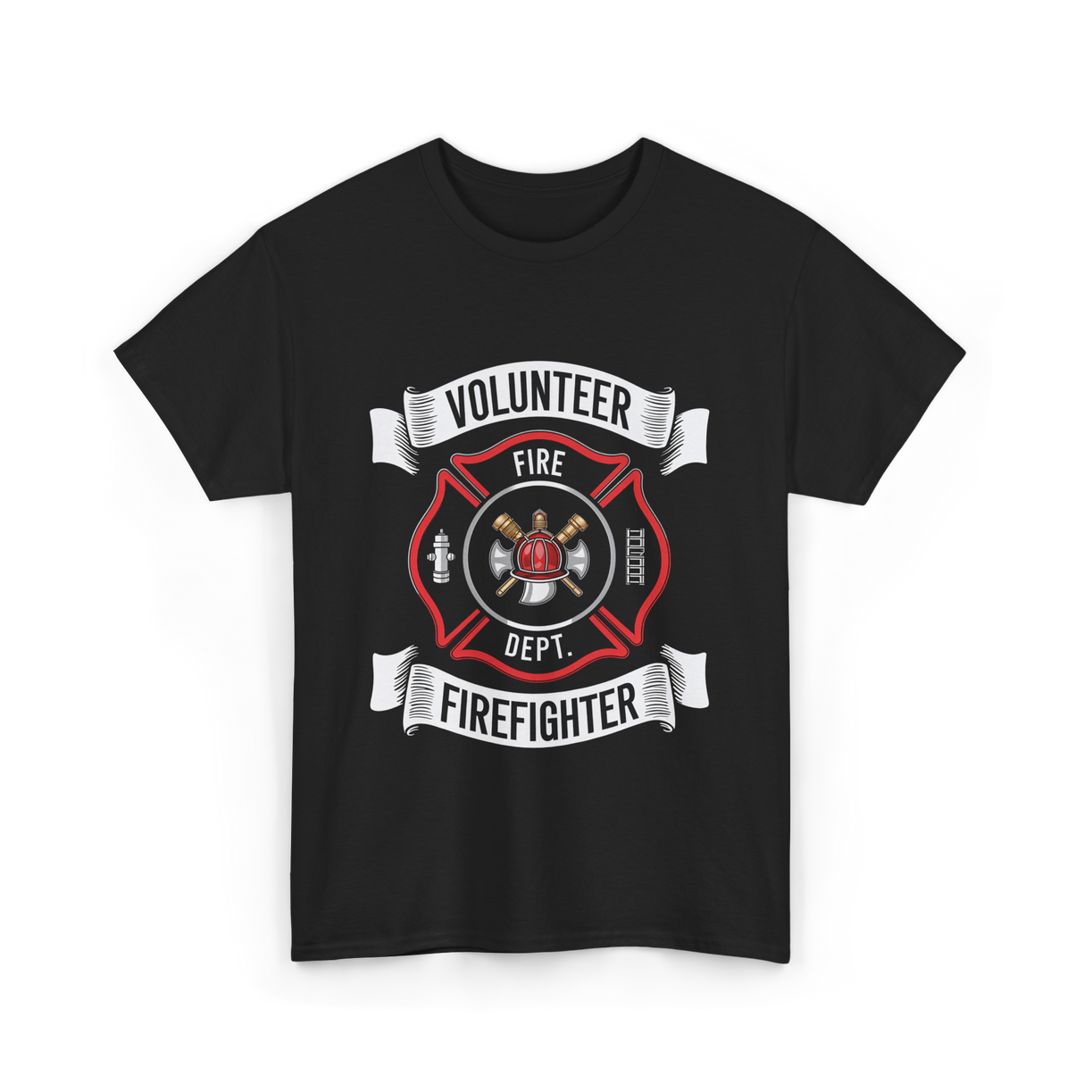 Volunteer Fire Firefighter Department T-Shirt - Black