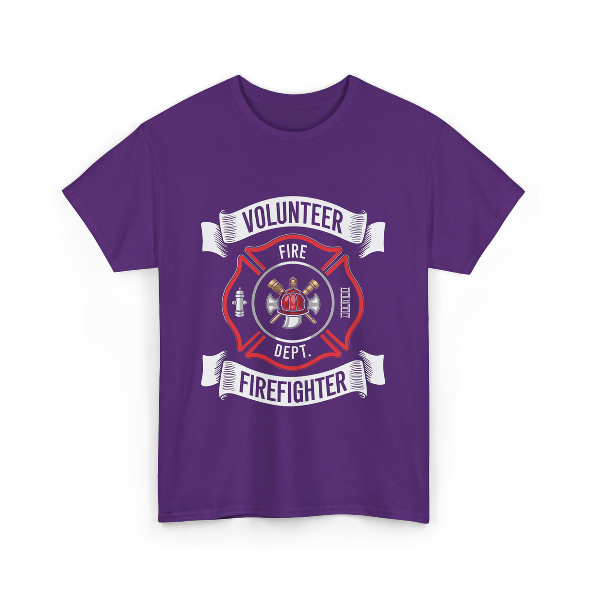 Volunteer Fire Firefighter Department T-Shirt - Purple