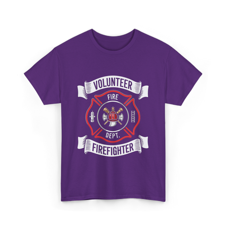 Volunteer Fire Firefighter Department T-Shirt - Purple