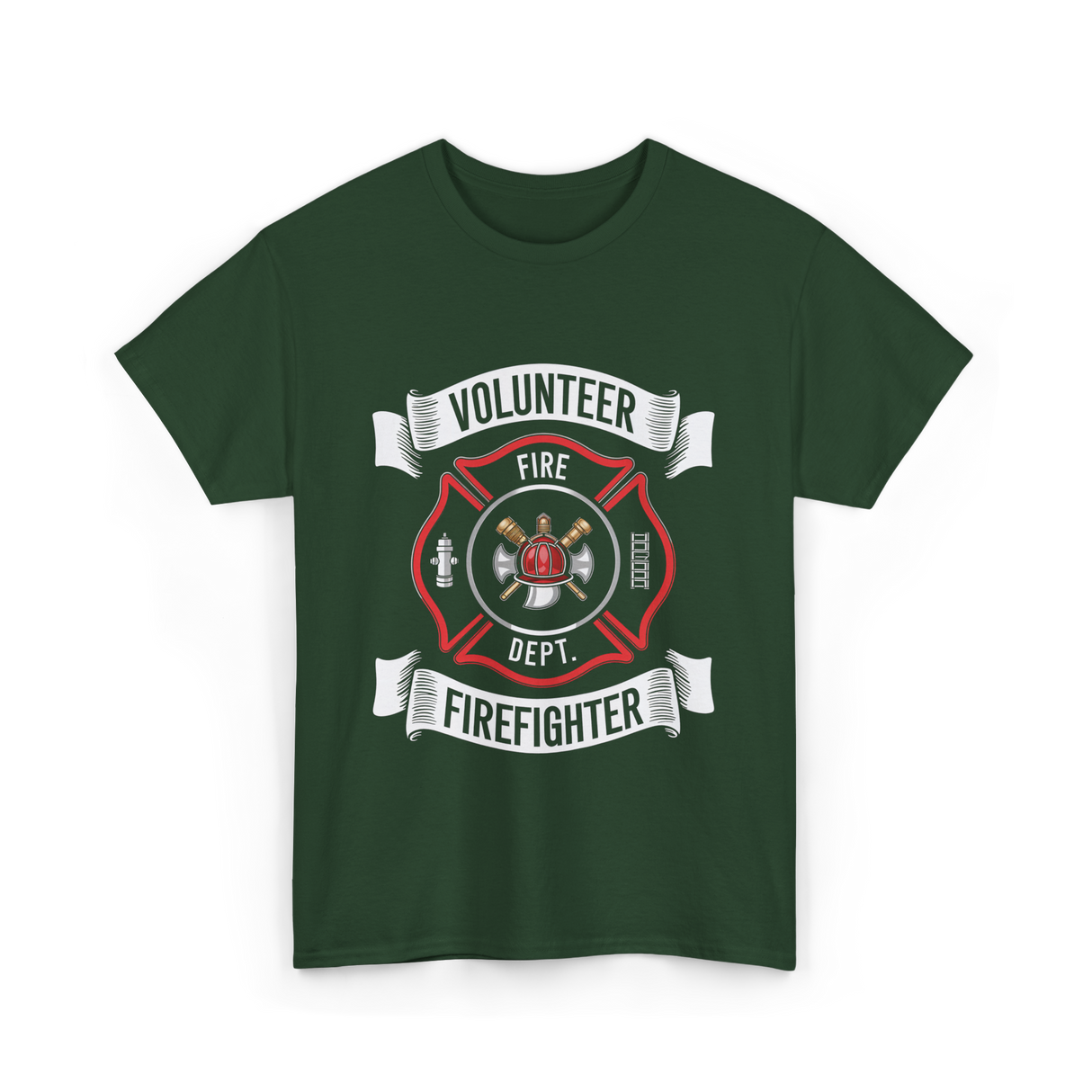 Volunteer Fire Firefighter Department T-Shirt - Forest Green