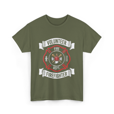 Volunteer Fire Firefighter Department T-Shirt - Military Green