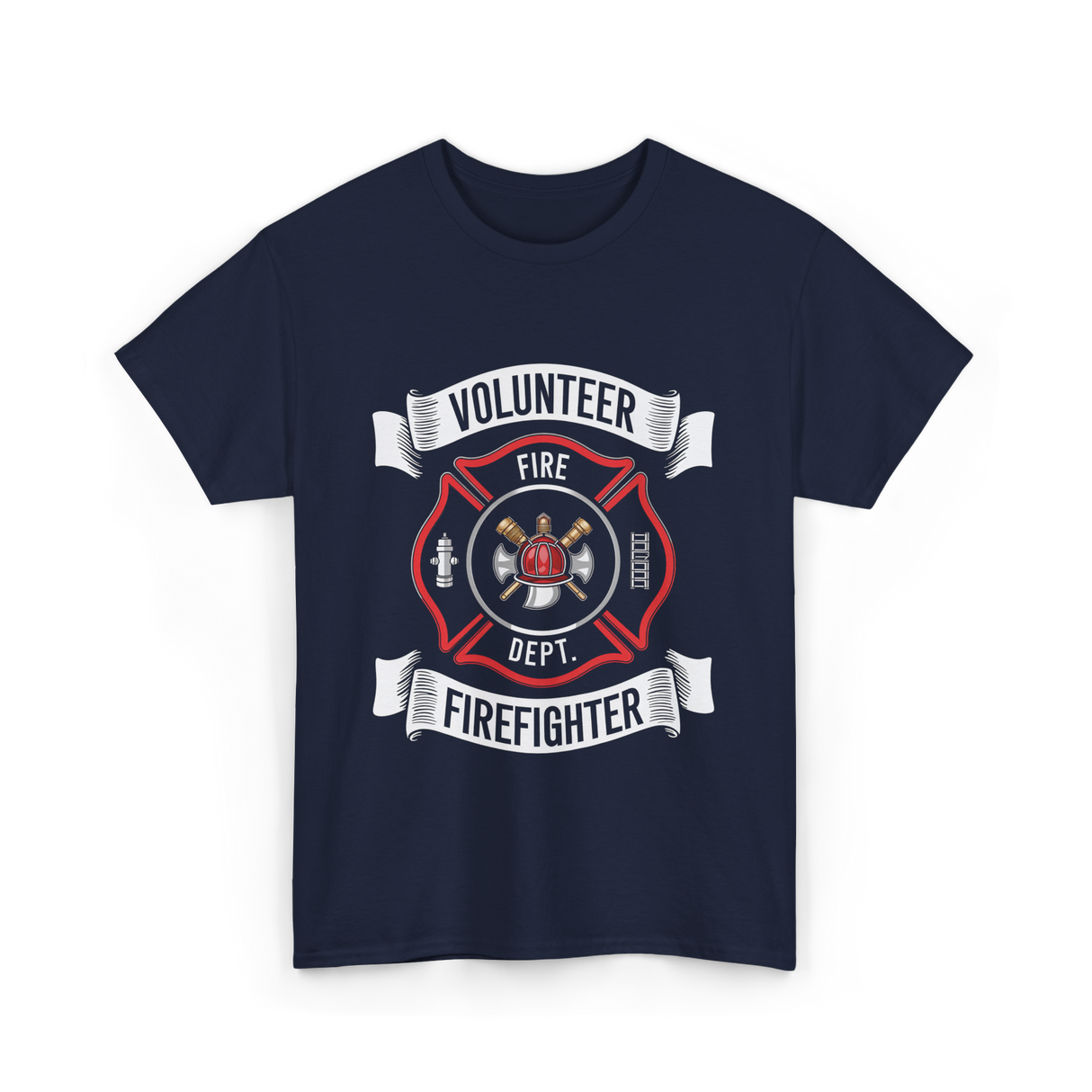 Volunteer Fire Firefighter Department T-Shirt - Navy