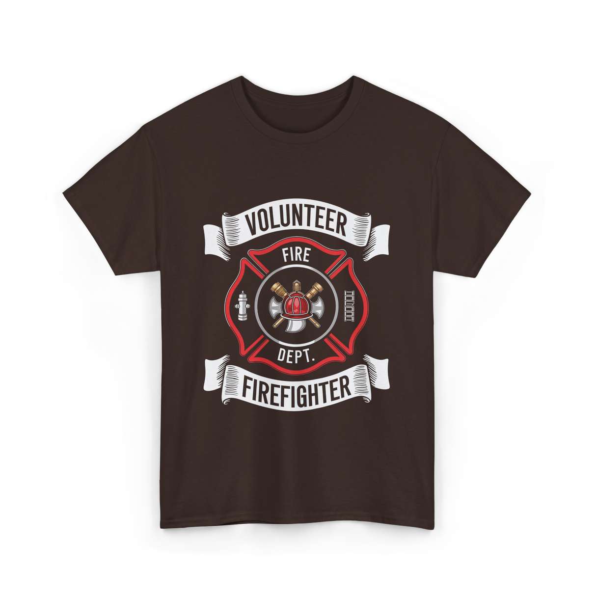 Volunteer Fire Firefighter Department T-Shirt - Dark Chocolate