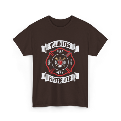 Volunteer Fire Firefighter Department T-Shirt - Dark Chocolate