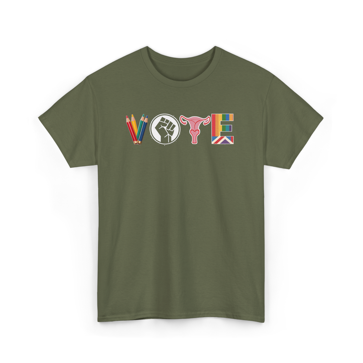 Vote Activism Inclusion Empowerment T-Shirt - Military Green