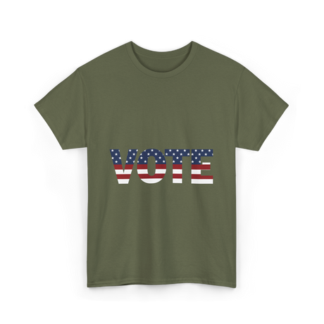 Vote American Flag Elections T-Shirt - Military Green