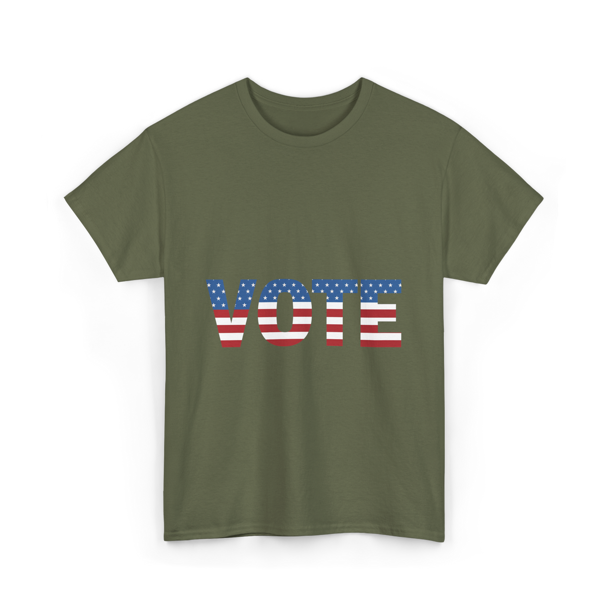 Vote American Flag Patriotic T-Shirt - Military Green