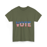 Vote American Flag Patriotic T-Shirt - Military Green