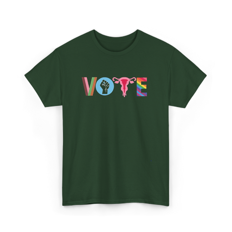 Vote Books Fist Ovaries T-Shirt - Forest Green