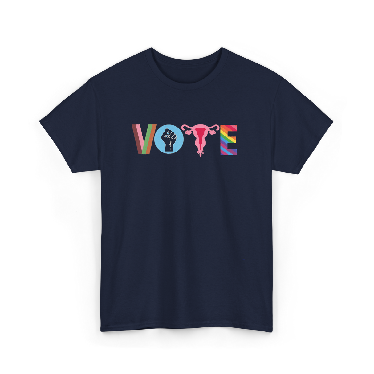 Vote Books Fist Ovaries T-Shirt - Navy