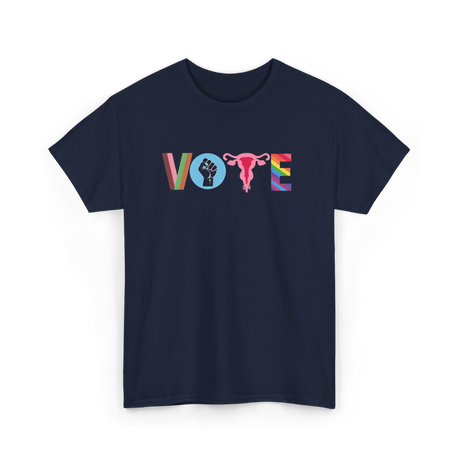 Vote Books Fist Ovaries T-Shirt - Navy