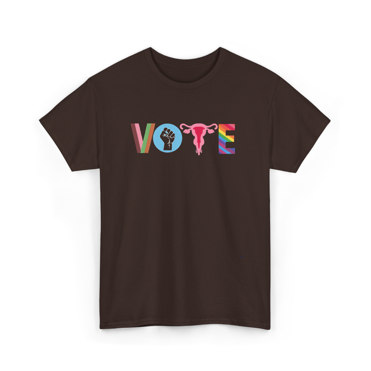 Vote Books Fist Ovaries T-Shirt - Dark Chocolate