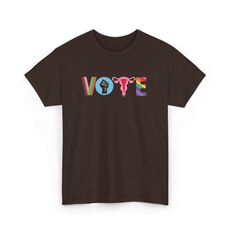 Vote Books Fist Ovaries T-Shirt - Dark Chocolate