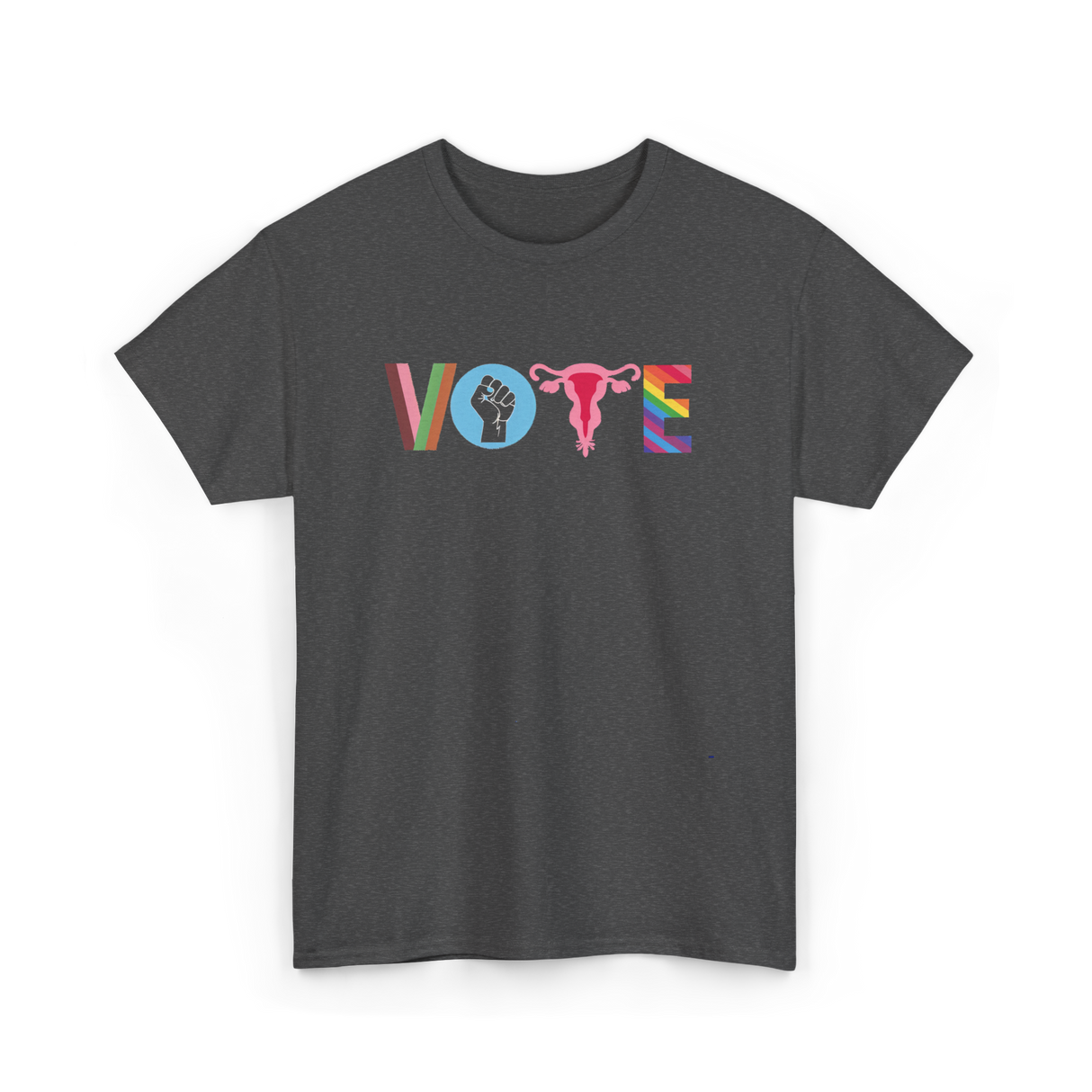 Vote Books Fist Ovaries T-Shirt - Dark Heather