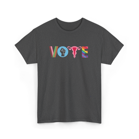 Vote Books Fist Ovaries T-Shirt - Dark Heather