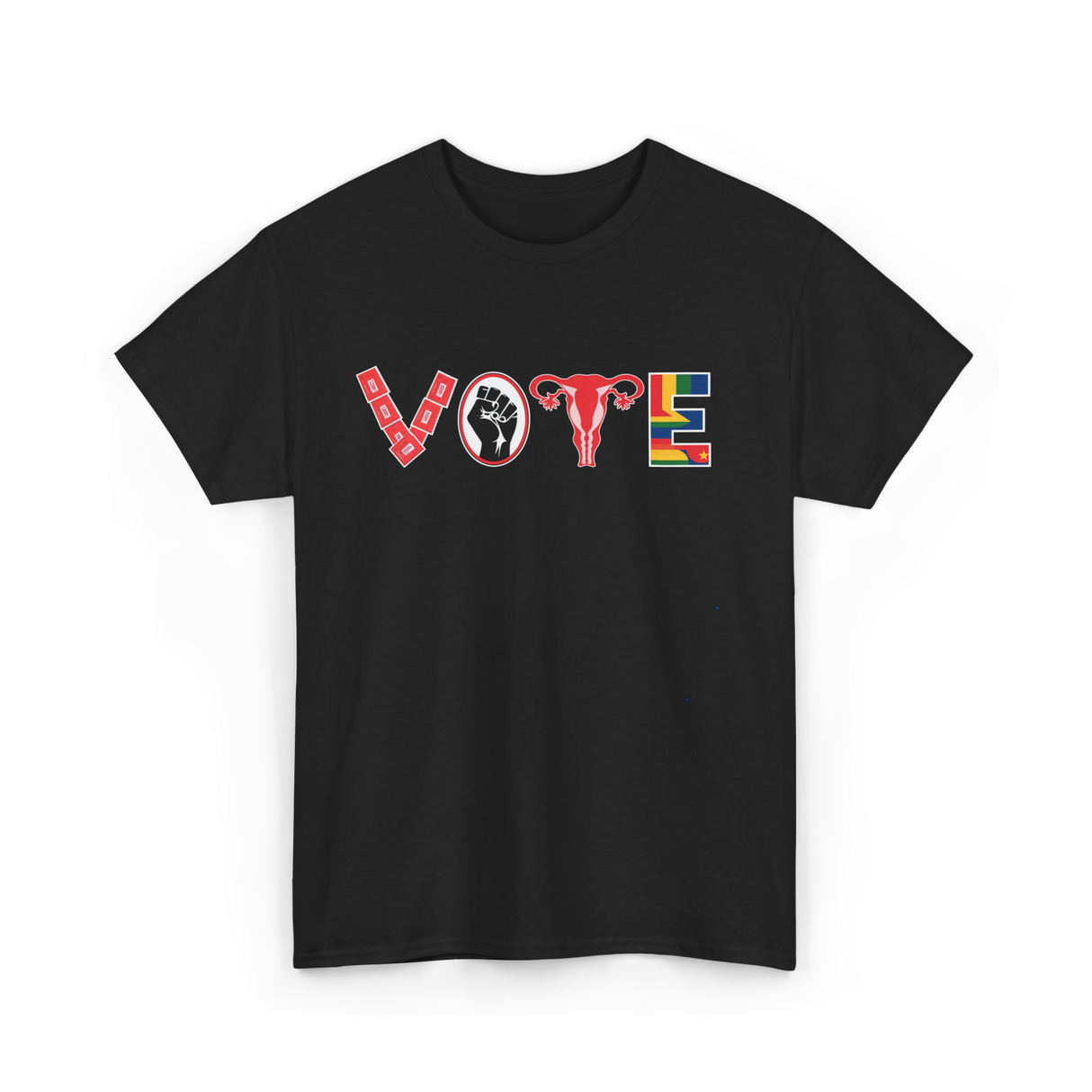 Vote Ovaries Feminist Activism T-Shirt - Black