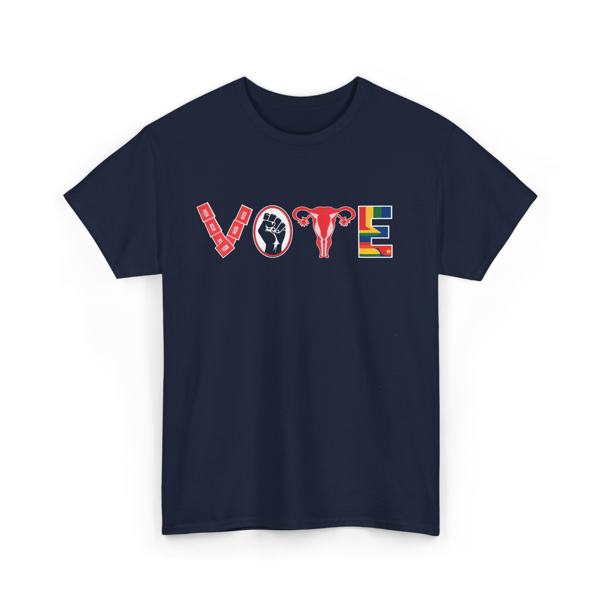 Vote Ovaries Feminist Activism T-Shirt - Navy