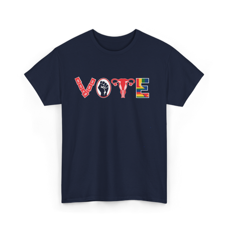 Vote Ovaries Feminist Activism T-Shirt - Navy