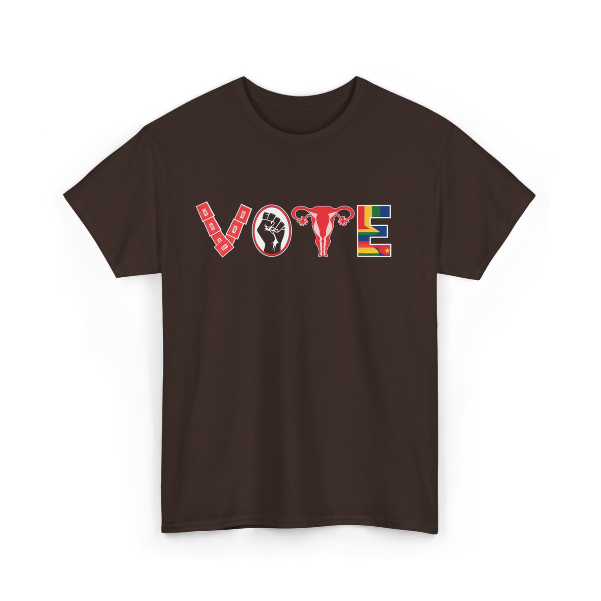 Vote Ovaries Feminist Activism T-Shirt - Dark Chocolate