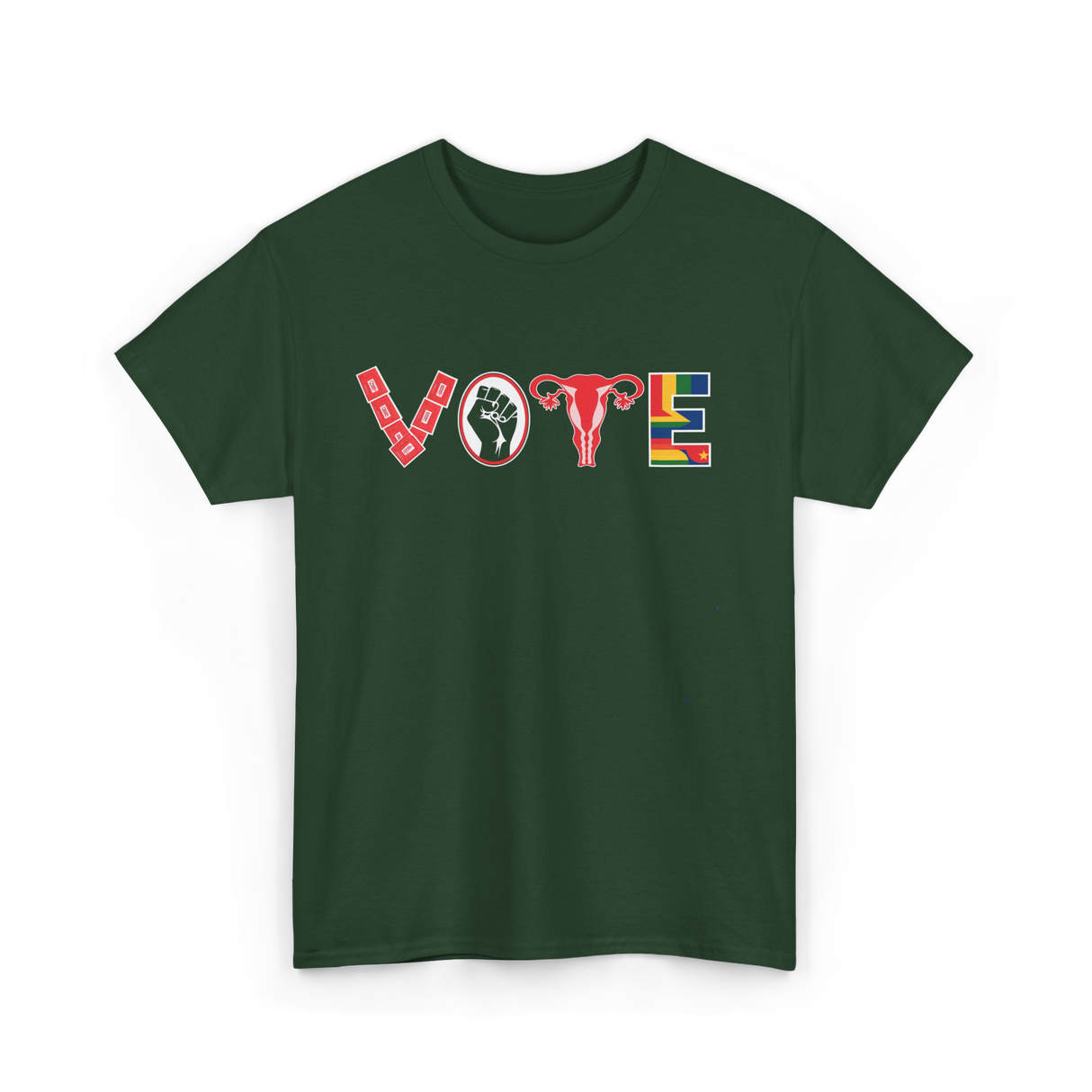 Vote Ovaries Feminist Activism T-Shirt - Forest Green