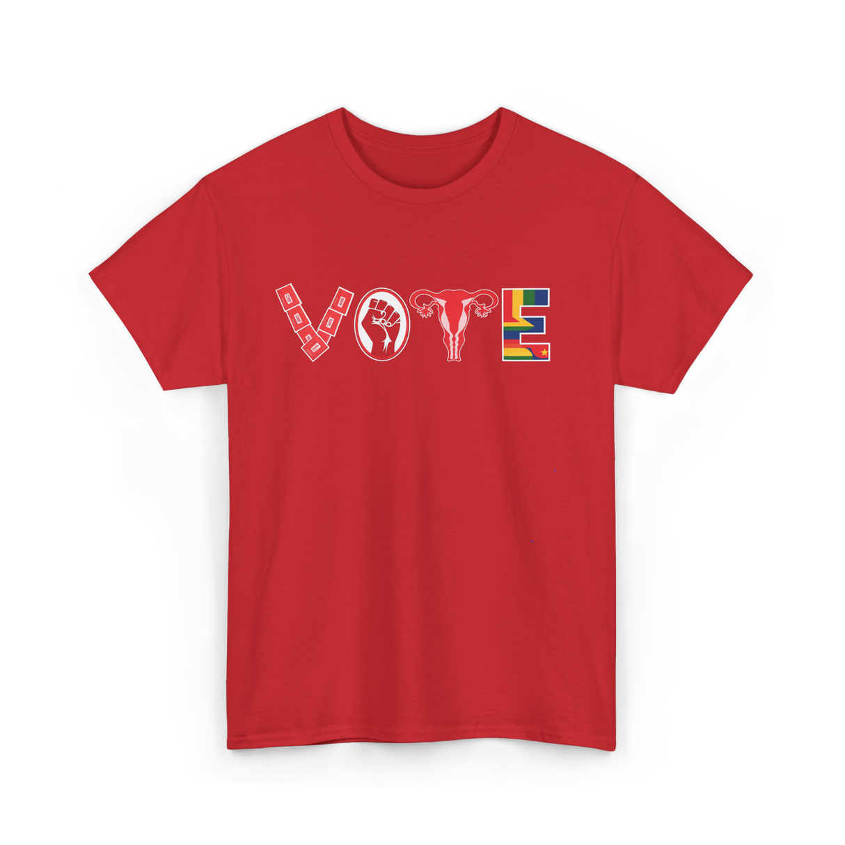 Vote Ovaries Feminist Activism T-Shirt - Red